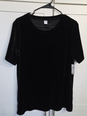 Old Navy Black Velvet Short-Sleeve Top